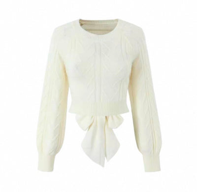 Bauchfreier Strickpullover mit Zopfmuster für Frauen