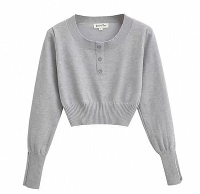 Bauchfreies Longsleeve mit Rundhalsschnitt für Frauen