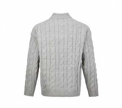 Eleganter Half - Zip Pullover mit Zopfmuster für Herren