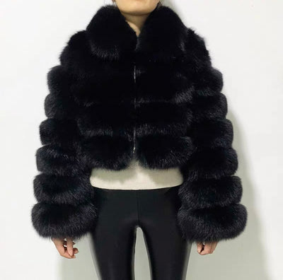 Virale Langarm Kunstfellpelzjacke für Frauen