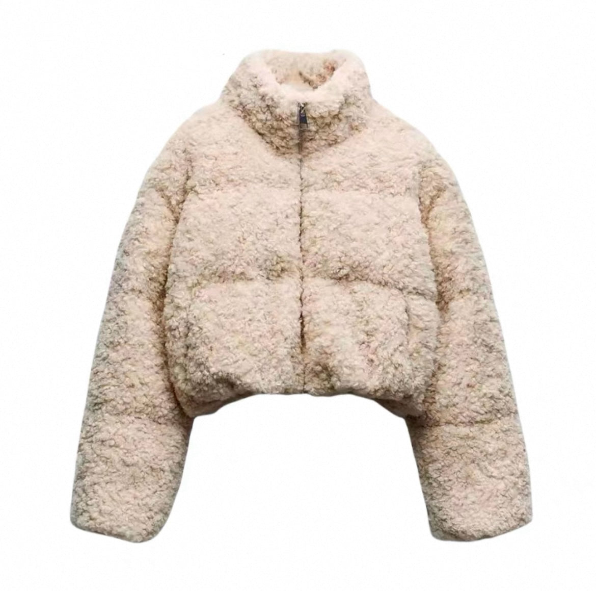 Puffersteppjacke mit Teddy-Fell für Damen