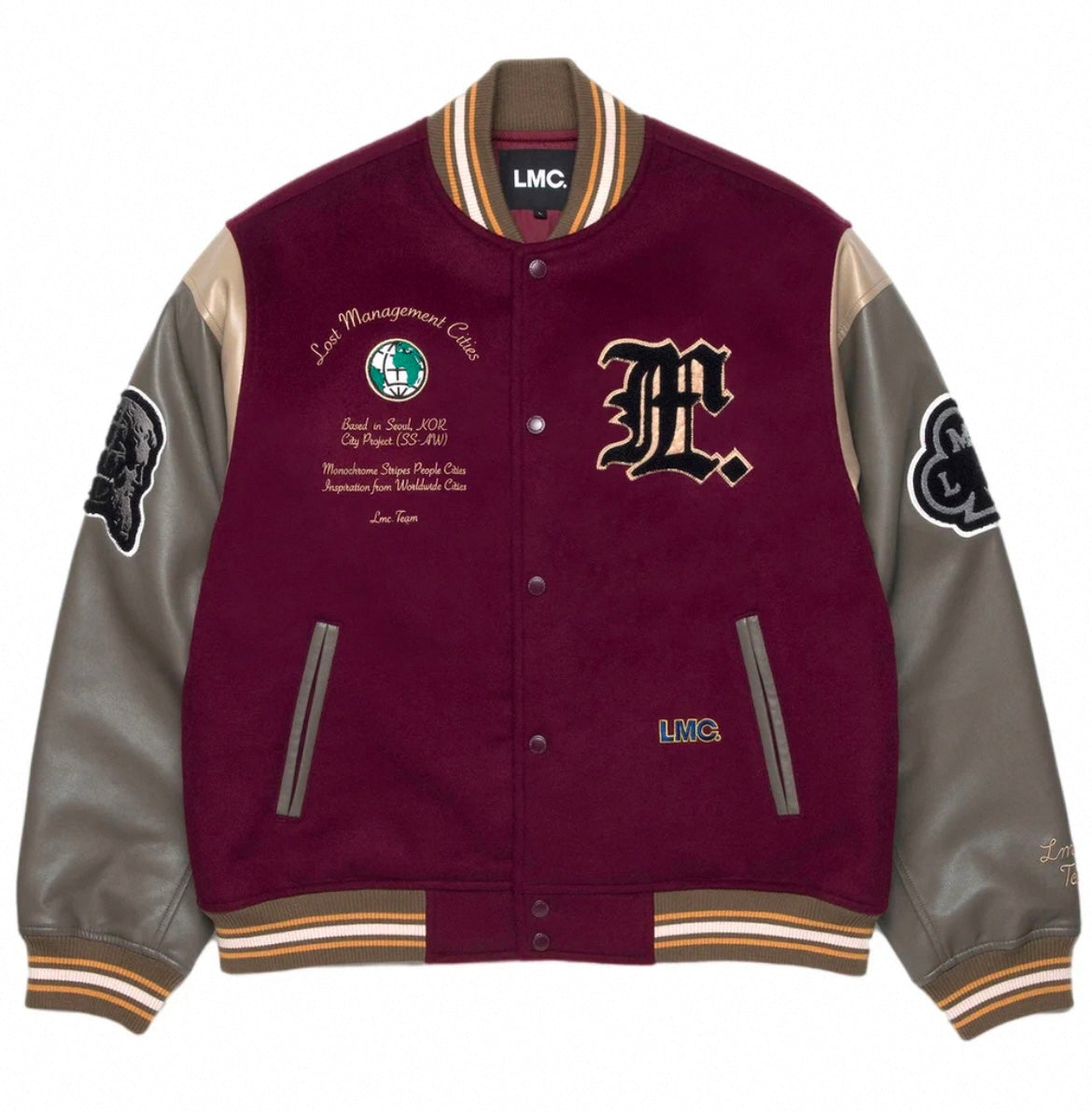 College Jacke mit Lederärmeln für Herren