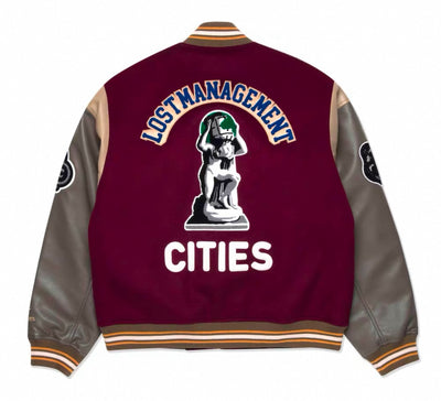 College Jacke mit Lederärmeln für Herren