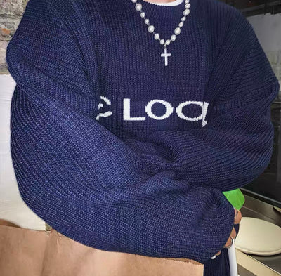Oversize Strickpullover mit Schriftzug für Herren