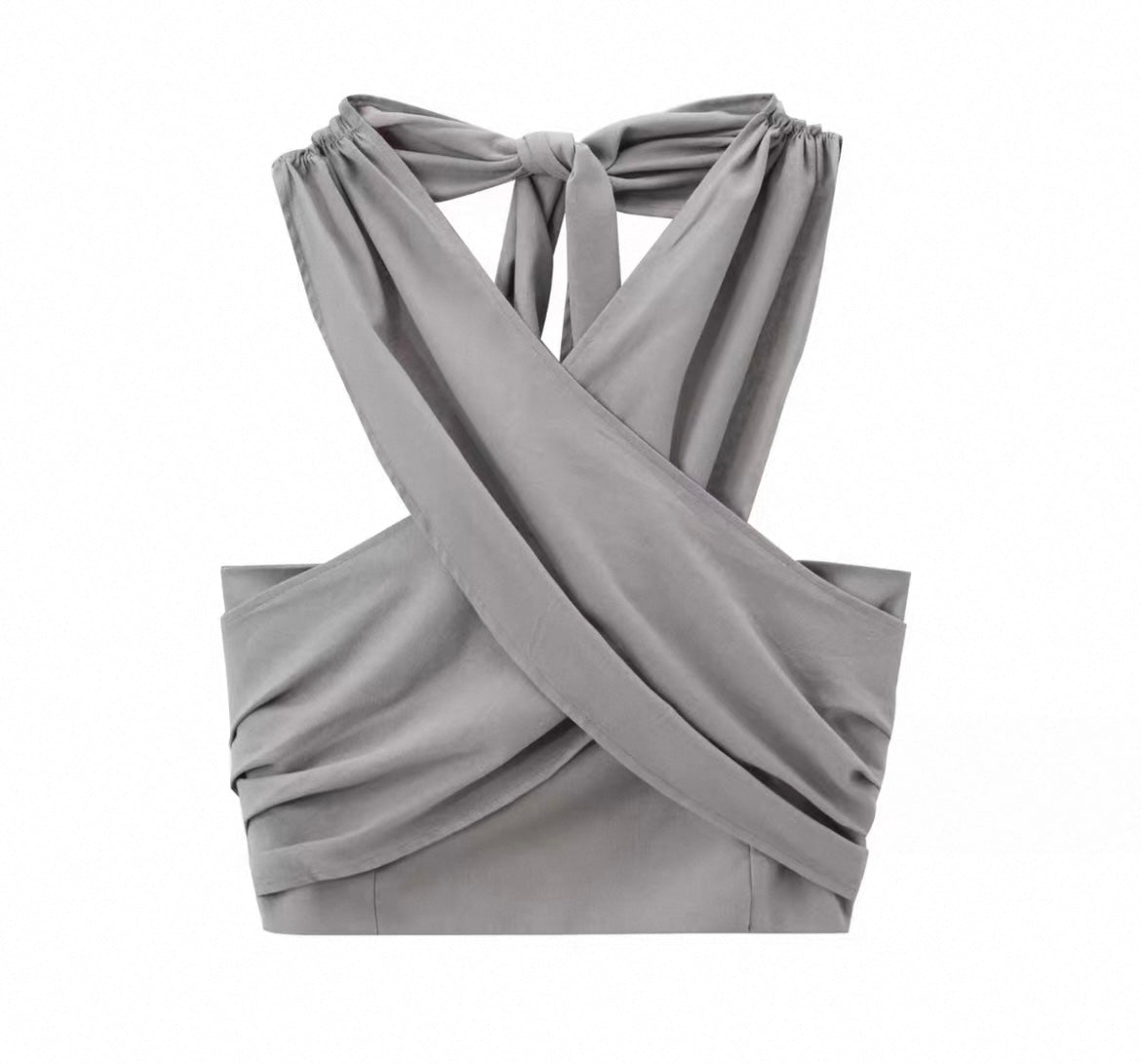 Gekreuzetes Nacken Crop Top für Damen