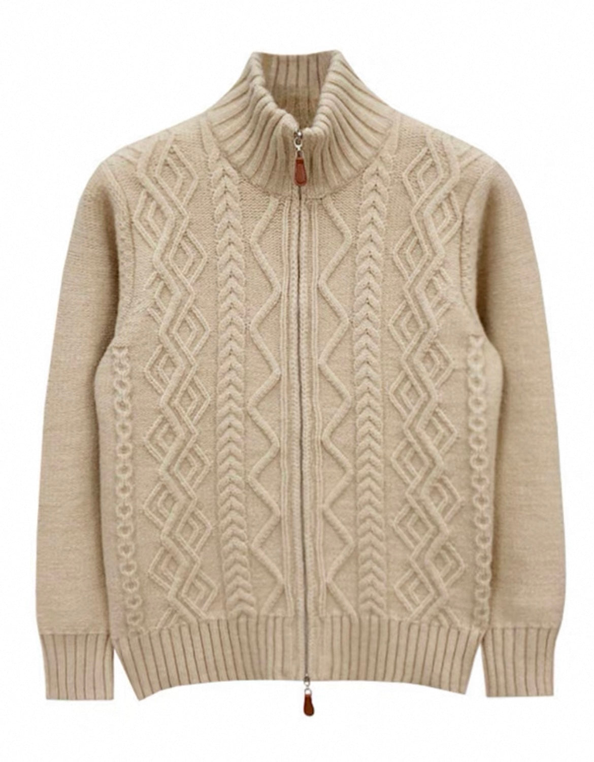 Dicke Strickjacke mit Zopfmuster und Reißverschluss für Herren