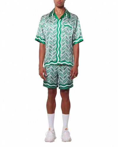 Elegantes grünes Sommerhemd aus Seide für Herren