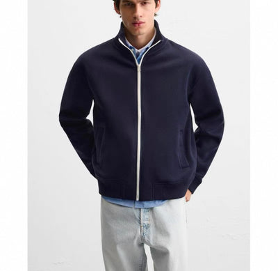 Braune Jacke mit Reißverschluss und Stehkragen aus Polyester-Mesh für Herren