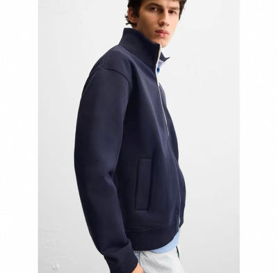 Braune Jacke mit Reißverschluss und Stehkragen aus Polyester-Mesh für Herren