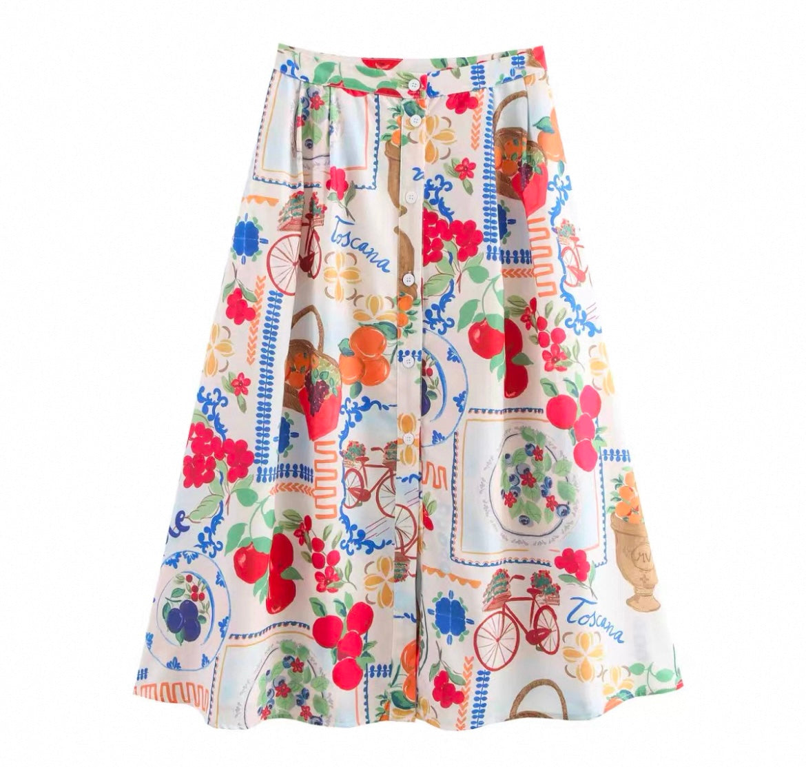 Sommerlicher Maxirock mit Früchte - Muster für Frauen