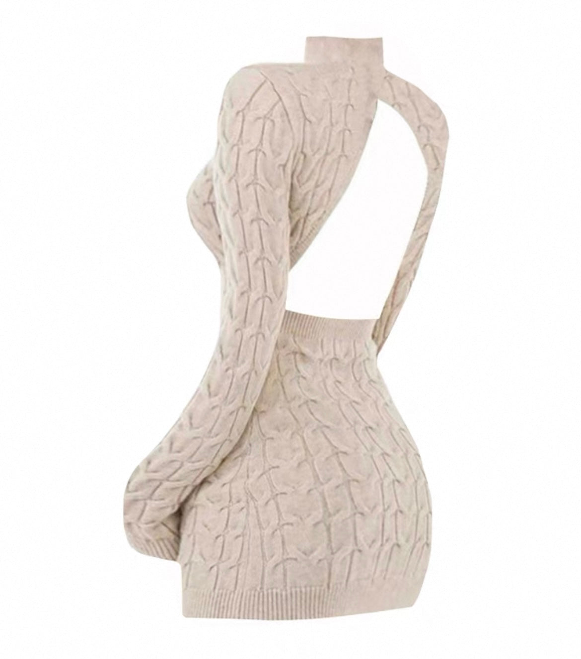 Langärmeliges Strickkleid mit Rückenausschnitt für Damen