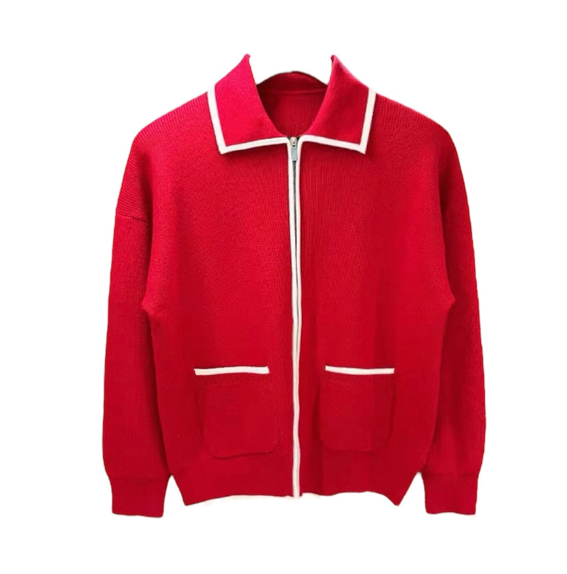 Elgante Strickjacke mit Rippenmuster und Reißverschluss für Herren