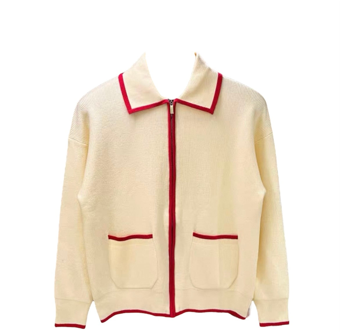 Elgante Strickjacke mit Rippenmuster und Reißverschluss für Herren