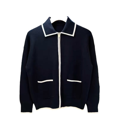 Elgante Strickjacke mit Rippenmuster und Reißverschluss für Herren