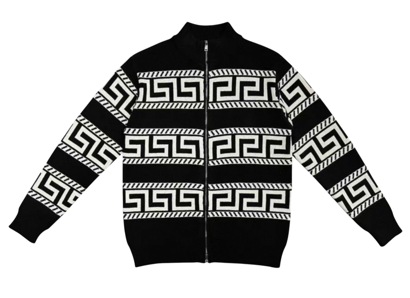 Feinstrickjacke mit Mäander-Muster für Herren