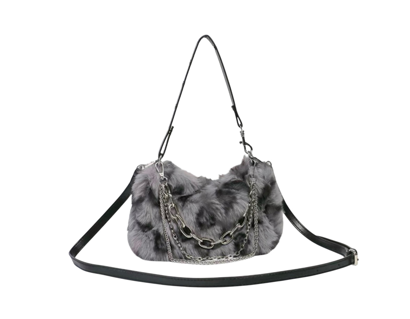 Flauschige Handtasche mit Fell Optik gepunktet für Frauen