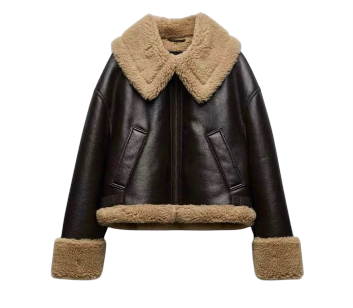 Pilotenjacke aus Kunstleder für Damen